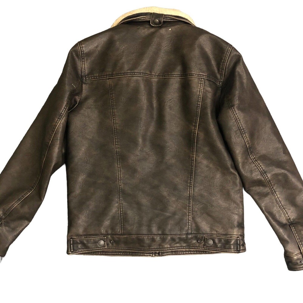 Men's Levi's Sherpa-Lined Faux-Leather Aviator Trucker Jacket Size S NWT - Picture 10 of 15